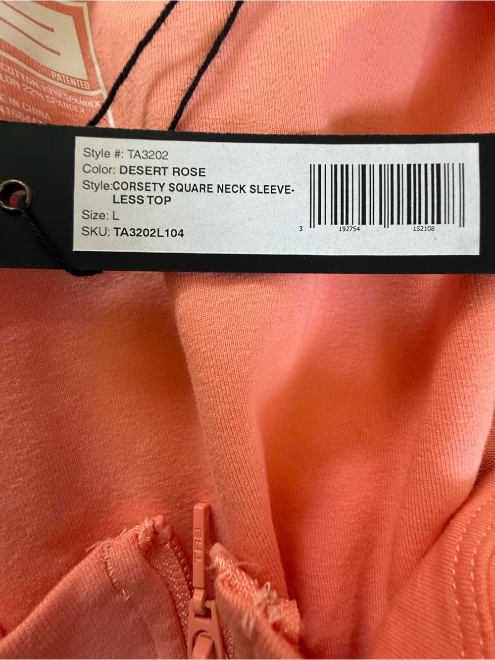 TA3 Pink Coral Corsety Square Neck Sleeveless Top Size Large Full Zip NWT - Picture 7 of 13
